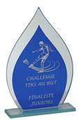 Trophée Verre Bleu Et Miroir - Haut. 185 MM