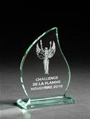 Trophée Verre Flamme-  Haut. 21 Cm épaisseur 1 cm