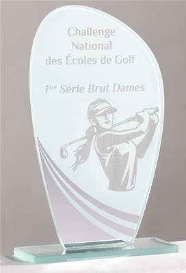Trophée Verre Blanc Et Miroir - Haut. 205 MM